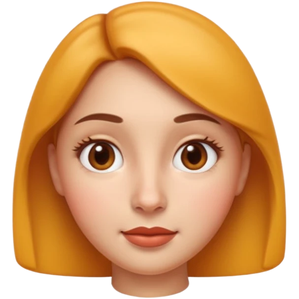 Ultra high quality 3D emoji style female avatar, Apple emoji inspired, smooth realistic 3D render.
Young woman with symmetrical cute face, soft rounded cheeks, small nose, glossy lips, big expressive brown eyes with subtle shine. emoji