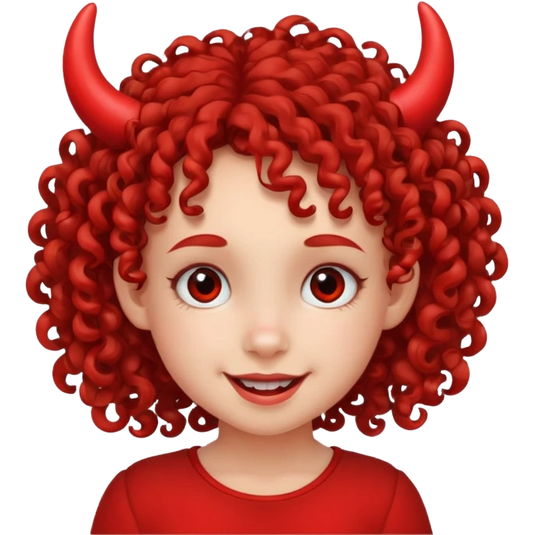 curly hair girl kid with small red horns emoji