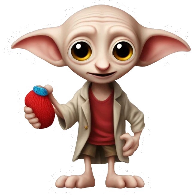 Dobby holds a red sock in his hand emoji