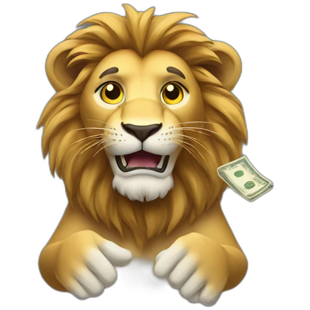 Lion handing out money emoji
