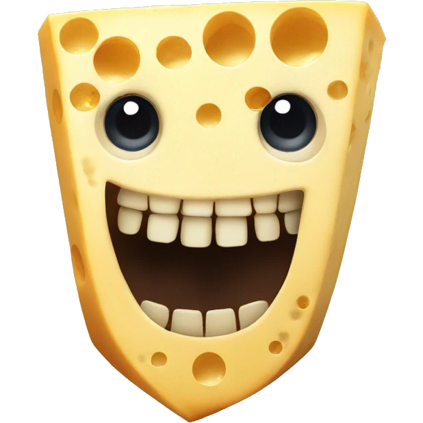 scary cheese face with sharp teeth and big eyes emoji