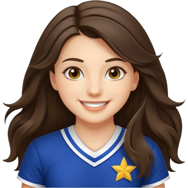 happy long haired brunette girl hazel eyes cheerleader emoji