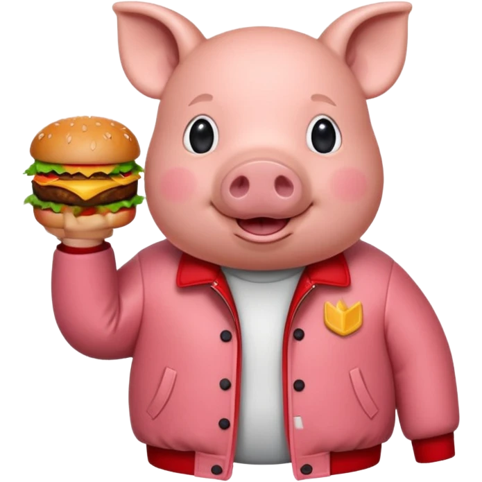 pig with hamburger wearing red jacket emoji