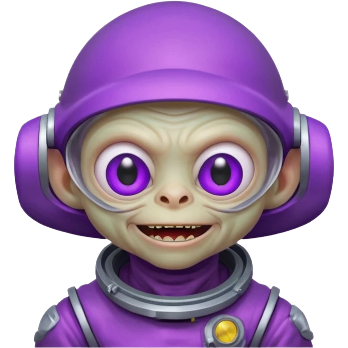Neon purple gollum with a space helmet on emoji