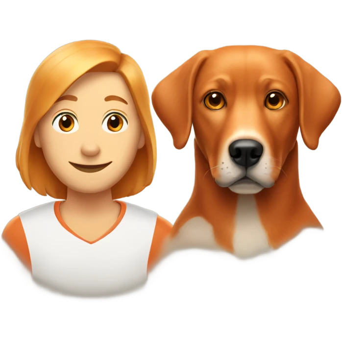  man and fox red labrador together emoji