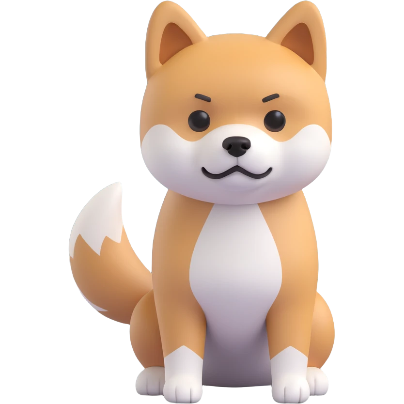 shiba inu standing, sad emoji