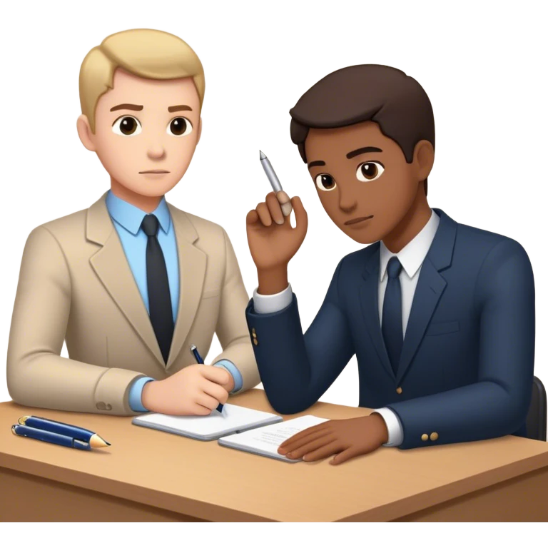 The present self sits at a desk, hesitating, while another glowing hand—representing the future self—rests reassuringly on their shoulder. In the other hand, the future self holds out a pen, gently encouraging action, symbolizing the power of starting despite doubt. emoji
