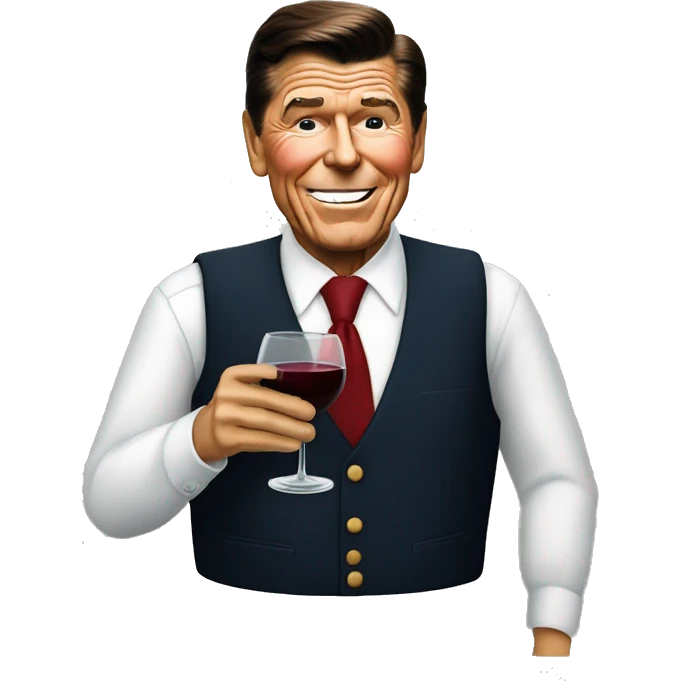 Ronald Reagan drinking a glass of red wine emoji