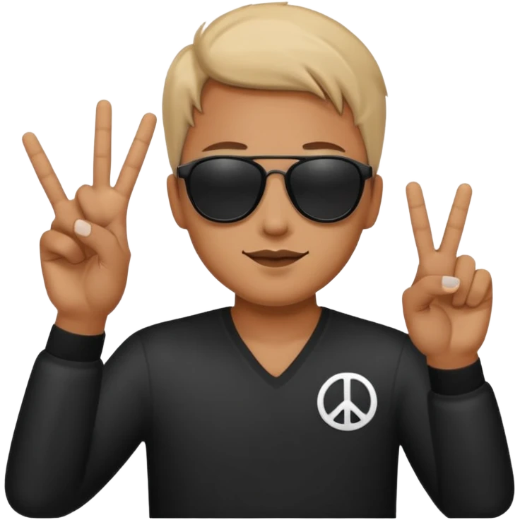 the sun glasses emoji holding up a peace sign emoji
