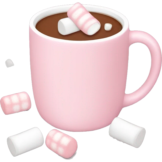 Light Pink mug of hot chocolate with marshmallows  emoji
