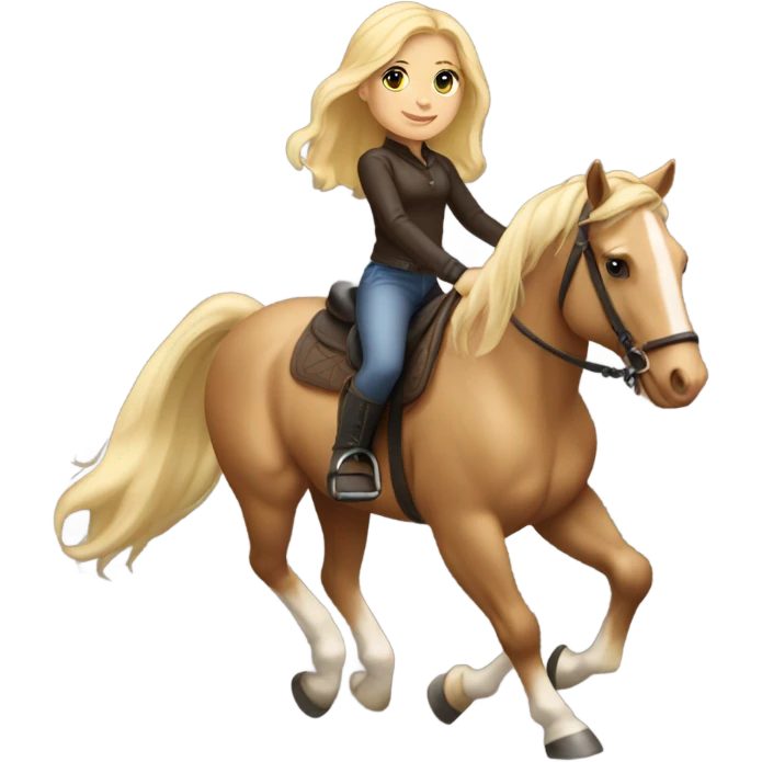 Light skin girl with blond hair riding horse emoji