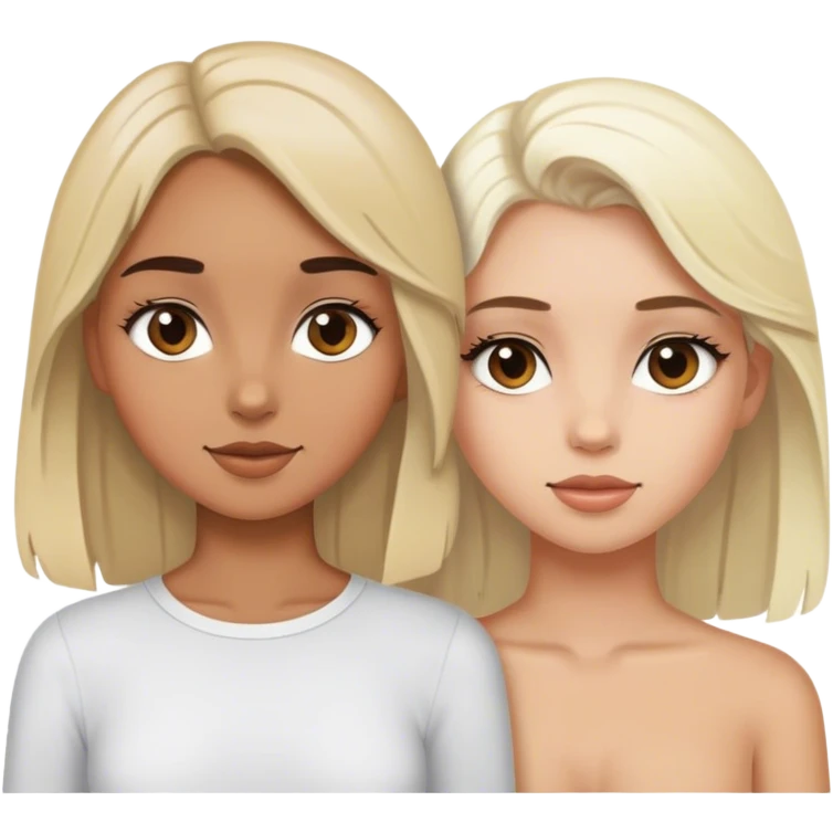 tan brunette girl with white blonde girl emoji