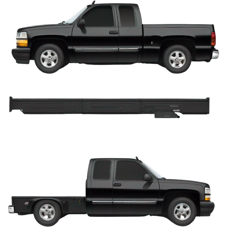 Truck, black 1997 Chevrolet K1500 extended cab, side view emoji