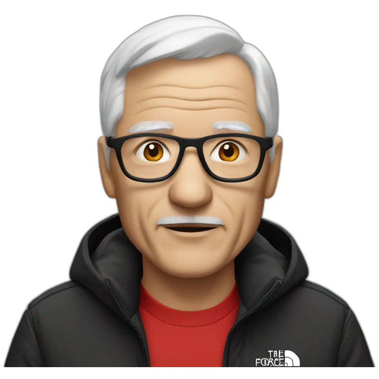 old white man with black and red supreme north face jacket emoji