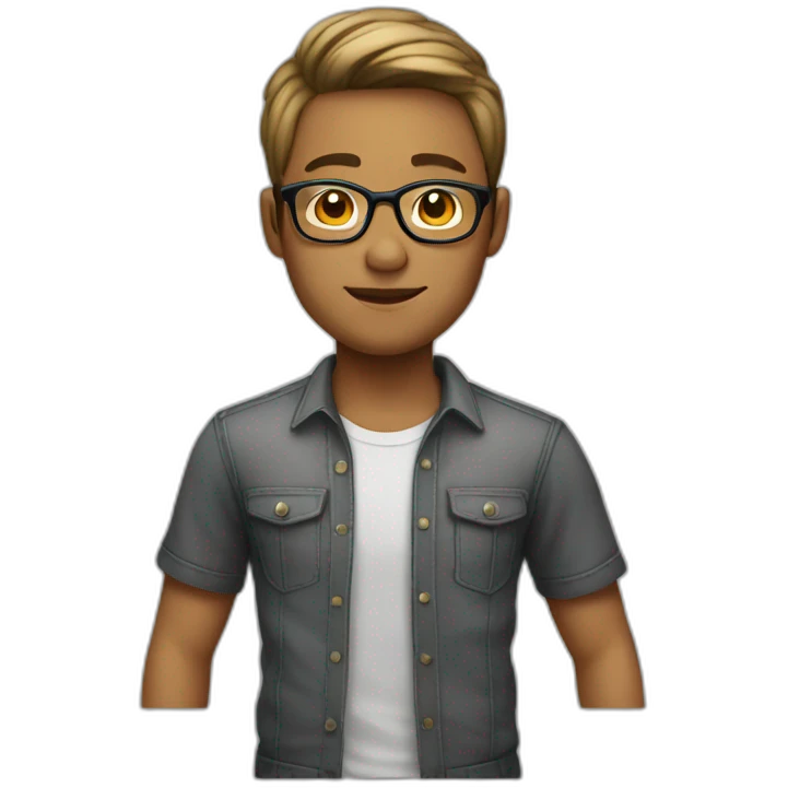 young man casual clothes glasses very short hair emoji