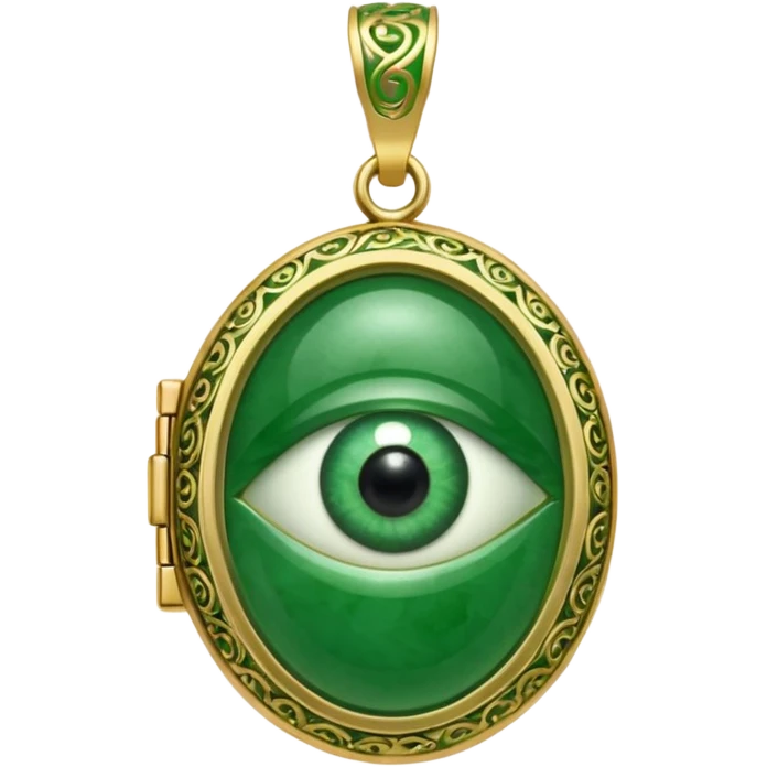 Eye shaped green locket  emoji