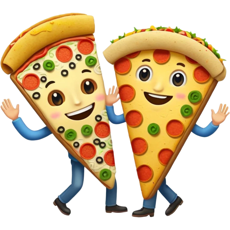 Pizza and taco dancing together emoji