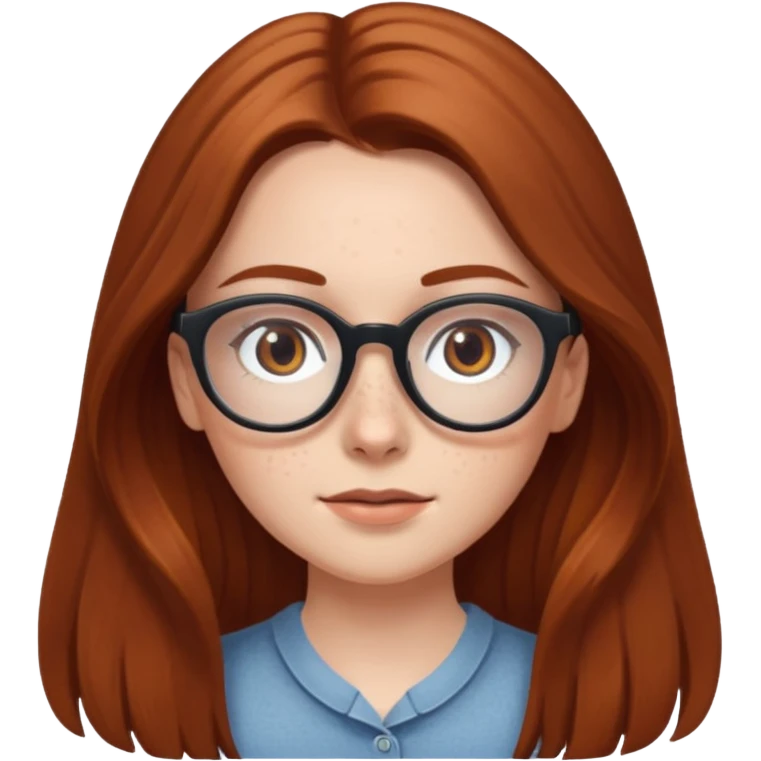 White girl with long chestnut hair and brown eye glasses  emoji