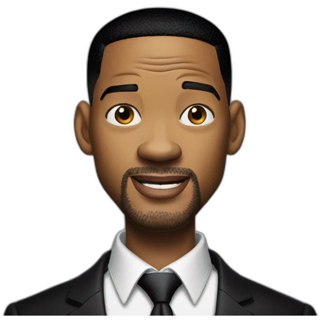Hyper realistic will smith as men in black emoji