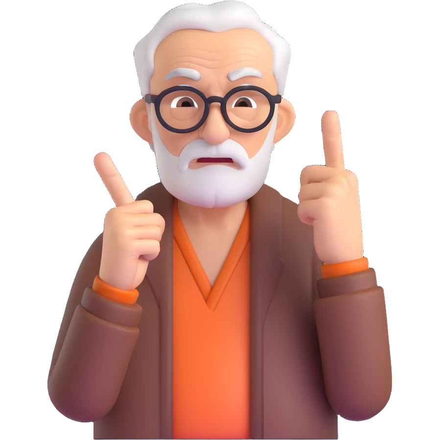 an old man giving the middle finger emoji