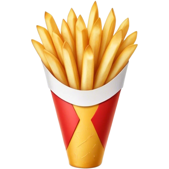 Belgian Fries Cinematic Realistic Belgian Fries Dish Emoji, depicted as a generous serving of crispy fries neatly presented in a white paper cone, rendered with vivid textures and appetizing, natural lighting. emoji
