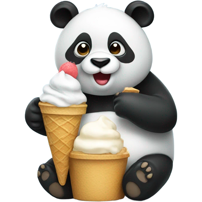 Panda eating ice cream emoji