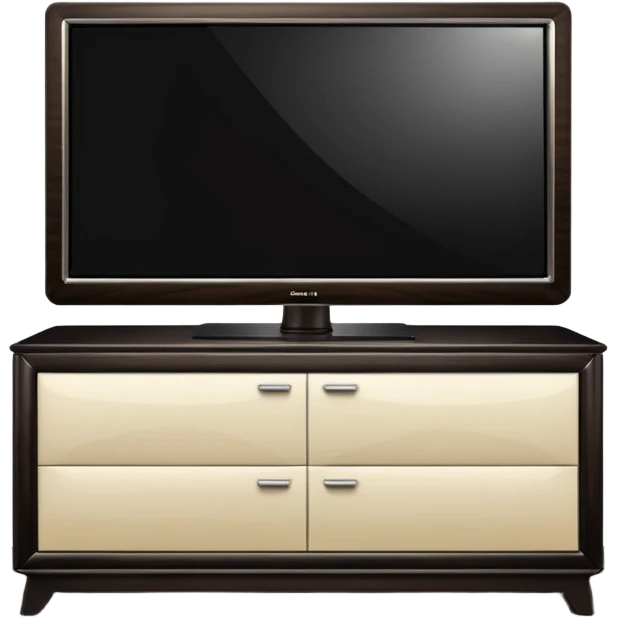 modern tv standing on a super luxurious dark cupboard emoji
