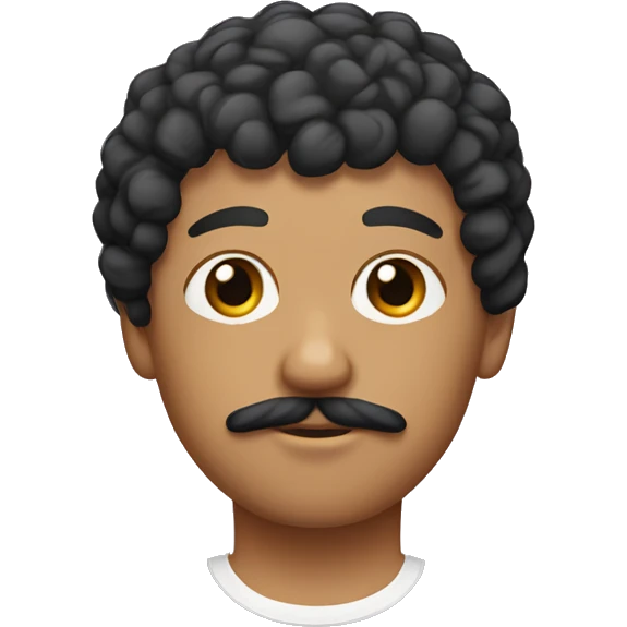 mexican with a bowl cut curly hair and mustache emoji