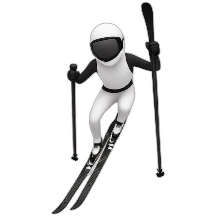 skiis in black and white emoji