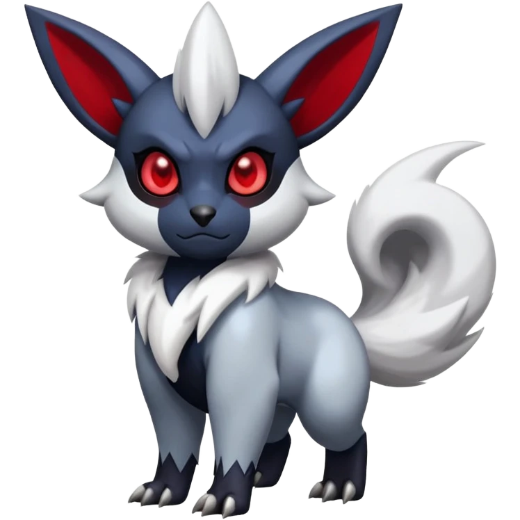 Shiny Black Dark Edgy Shadowy Dark-type Absol-Minccino-Zangoose-Hybrid (Full body) emoji
