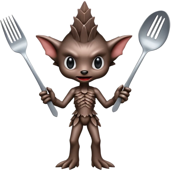 A demogorgon holding a fork emoji