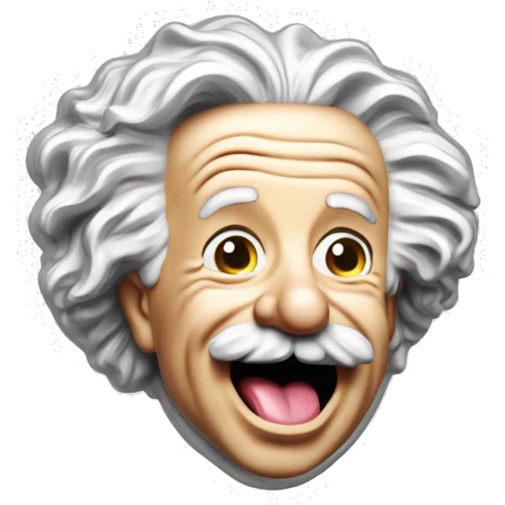 Albert Einstein tongue silver coin emoji