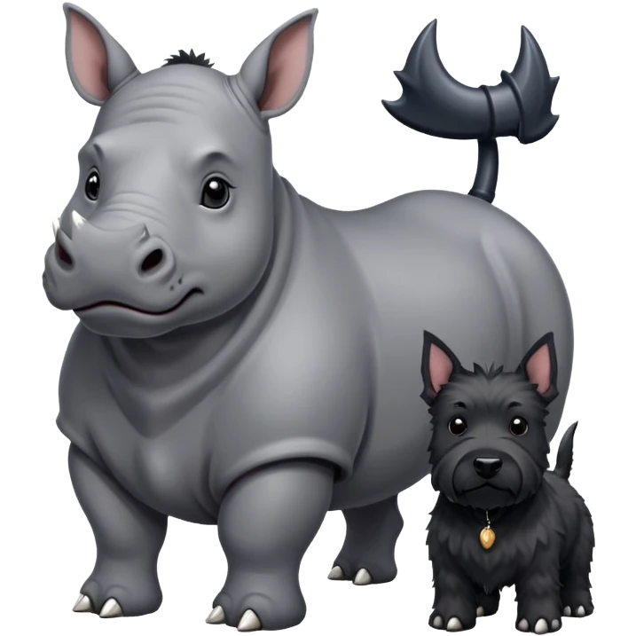 Rhino standing next to a Scottish terrier  emoji