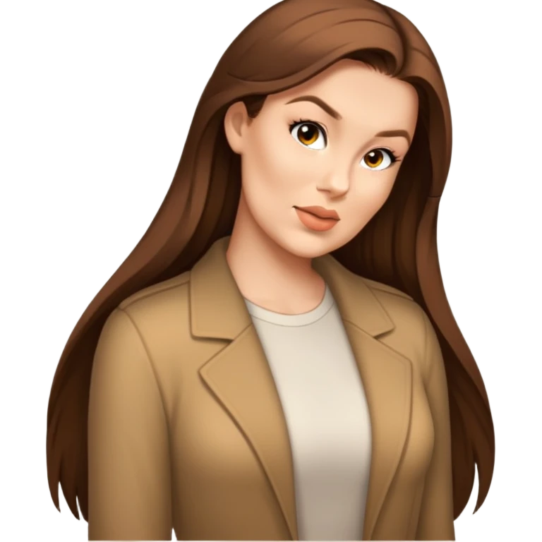 female, long brown hair  emoji