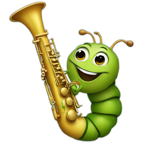 Caterpillar playing the saxophone emoji