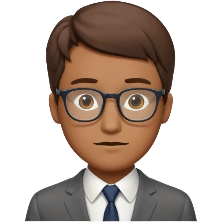 man with short brown hair, friendly face, wearing a suit, rectangle glasses, nerdy look, inspired by Hank Brennan emoji