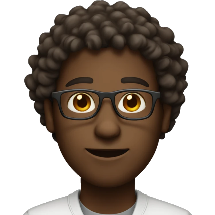 programmer, with dark skin, square glasses, curly hair. emoji