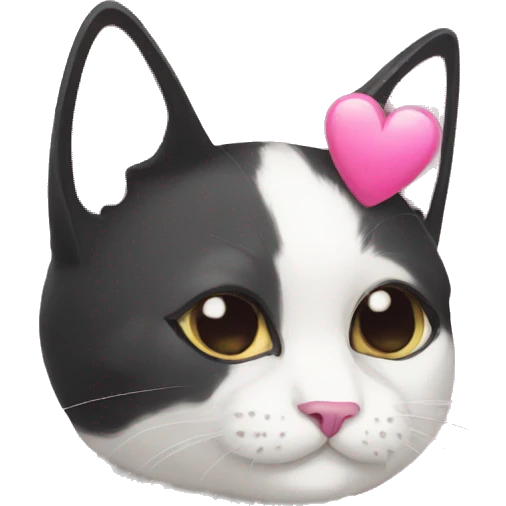 Tuxedo cat with pink heart emoji