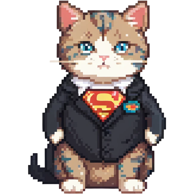 super man cat in black suit emoji