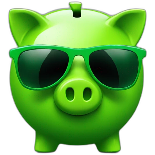 green piggybank with green sunglasses emoji