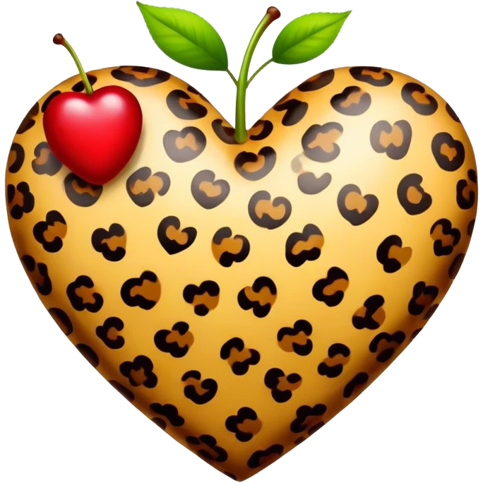 leopard print heart with cherry emoji