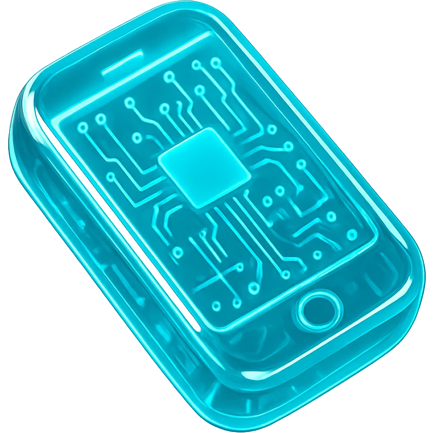 emoji of a glowing digital device, cyber style emoji