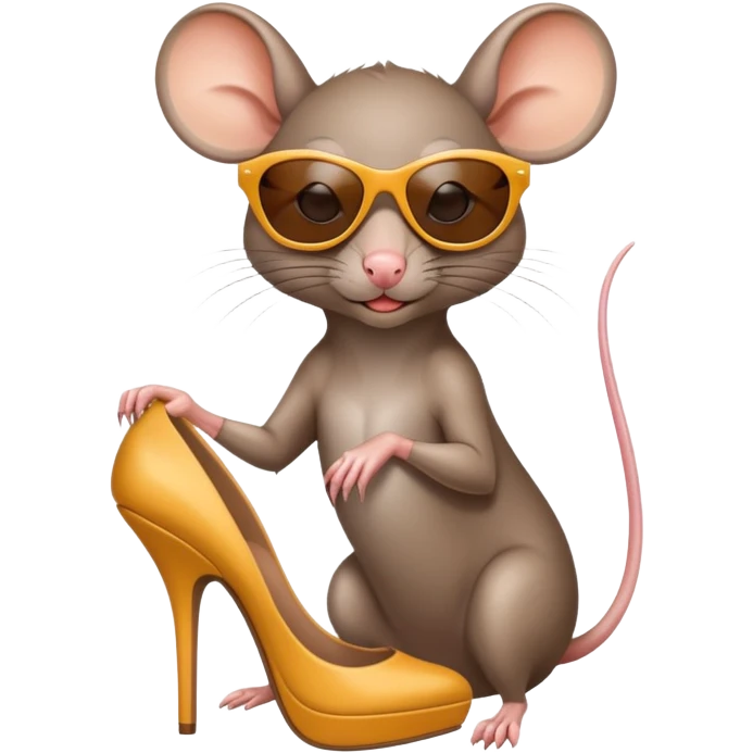 rat wearing high heels and sunglasses  emoji