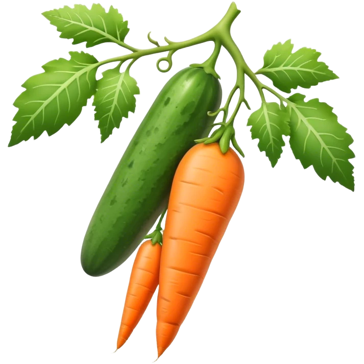 cucumber, eggplant, big carrot, on a branch emoji