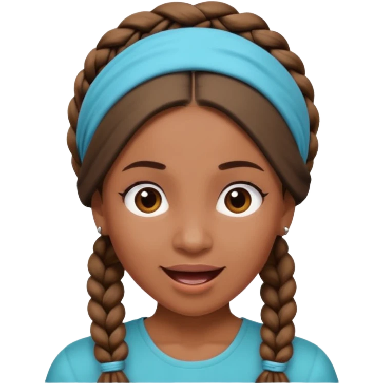 big lose braids starting from the top of the head woman face wiith big visible braids and mono color headband on head excited face emoji