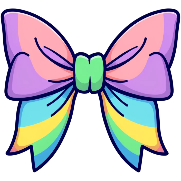 pastel rainbow striped bow with sparkles emoji