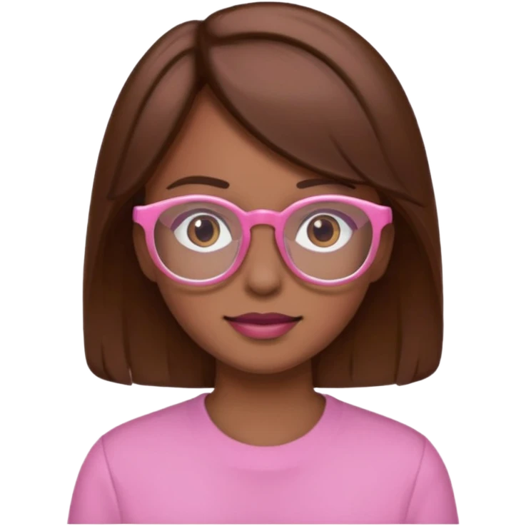 create a emoji of my friend camilla: she wears glassess and she has brown hair (don't make it yellow but pink) emoji