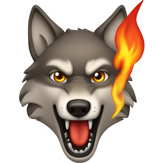 Wolf with fire in mouth emoji