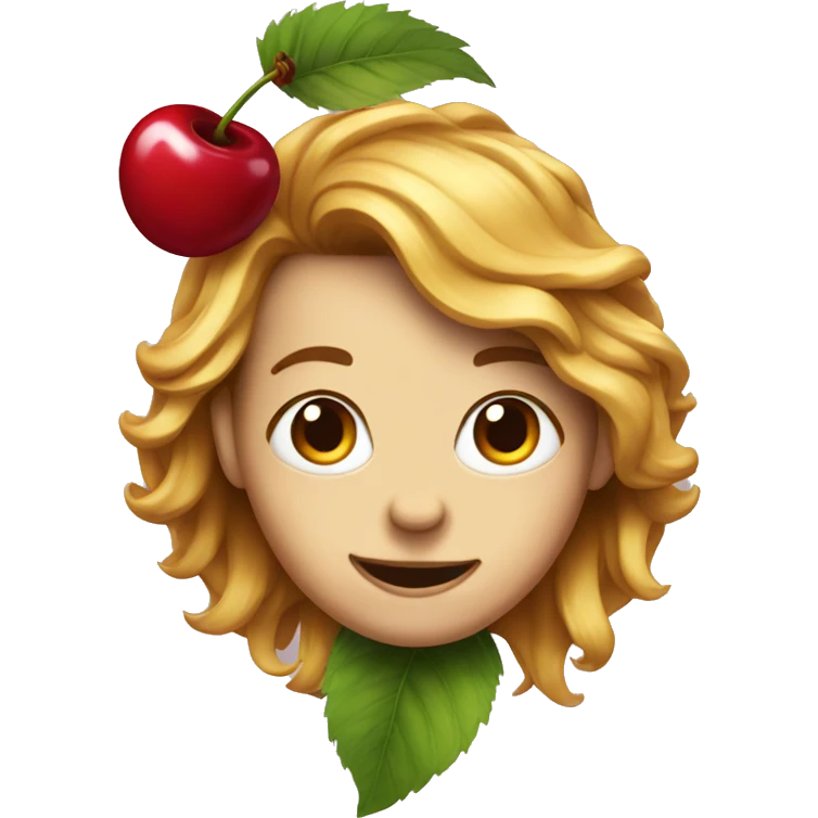 Cherry with hair emoji