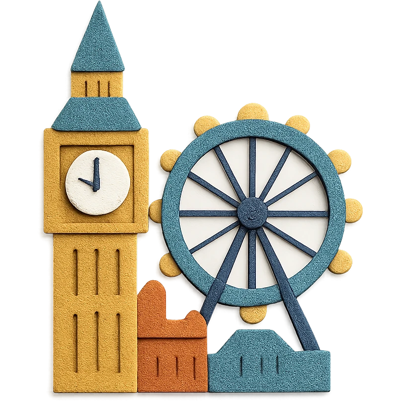 London cityscape with Big Ben and London Eye emoji